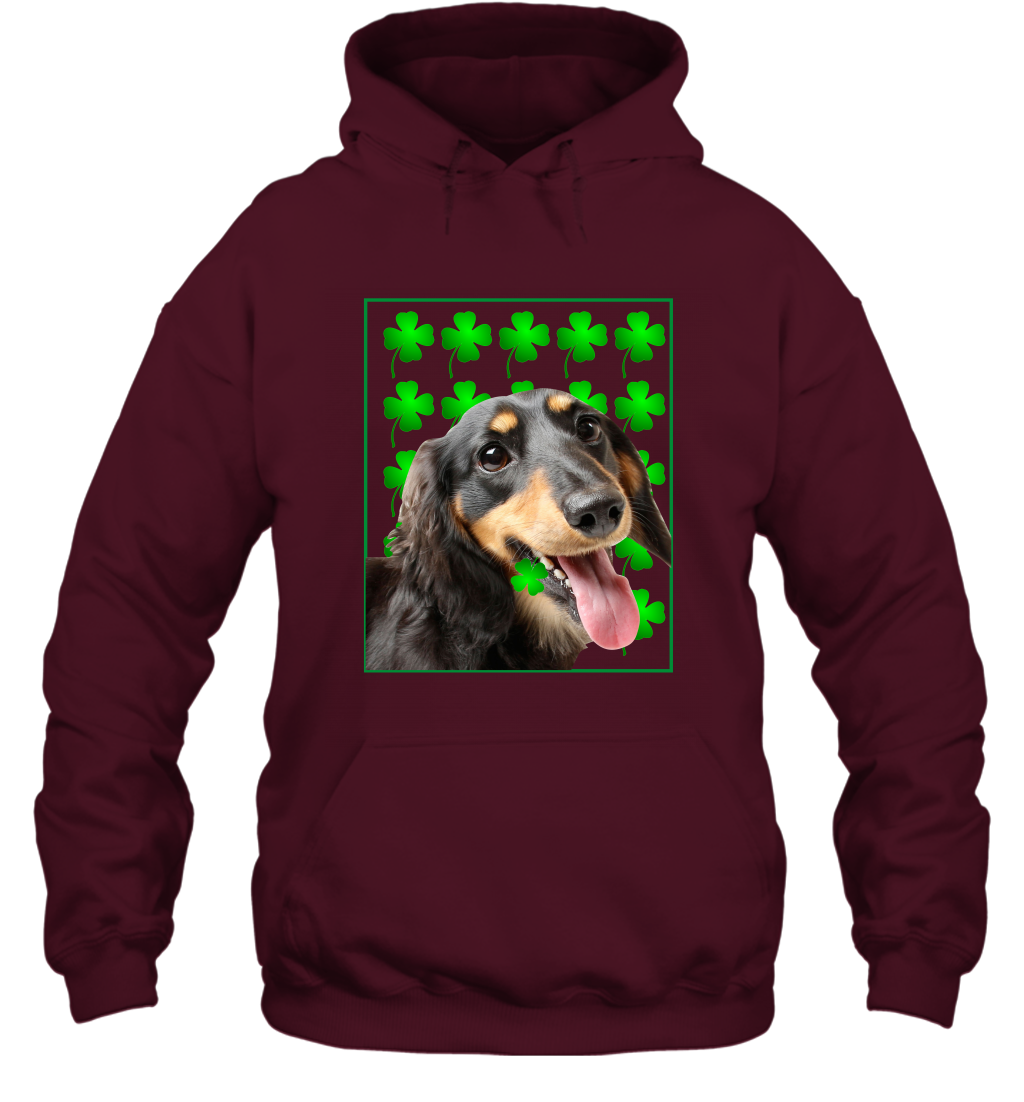 Dachshund With Shamrocks Shirt Hoodie Maroon