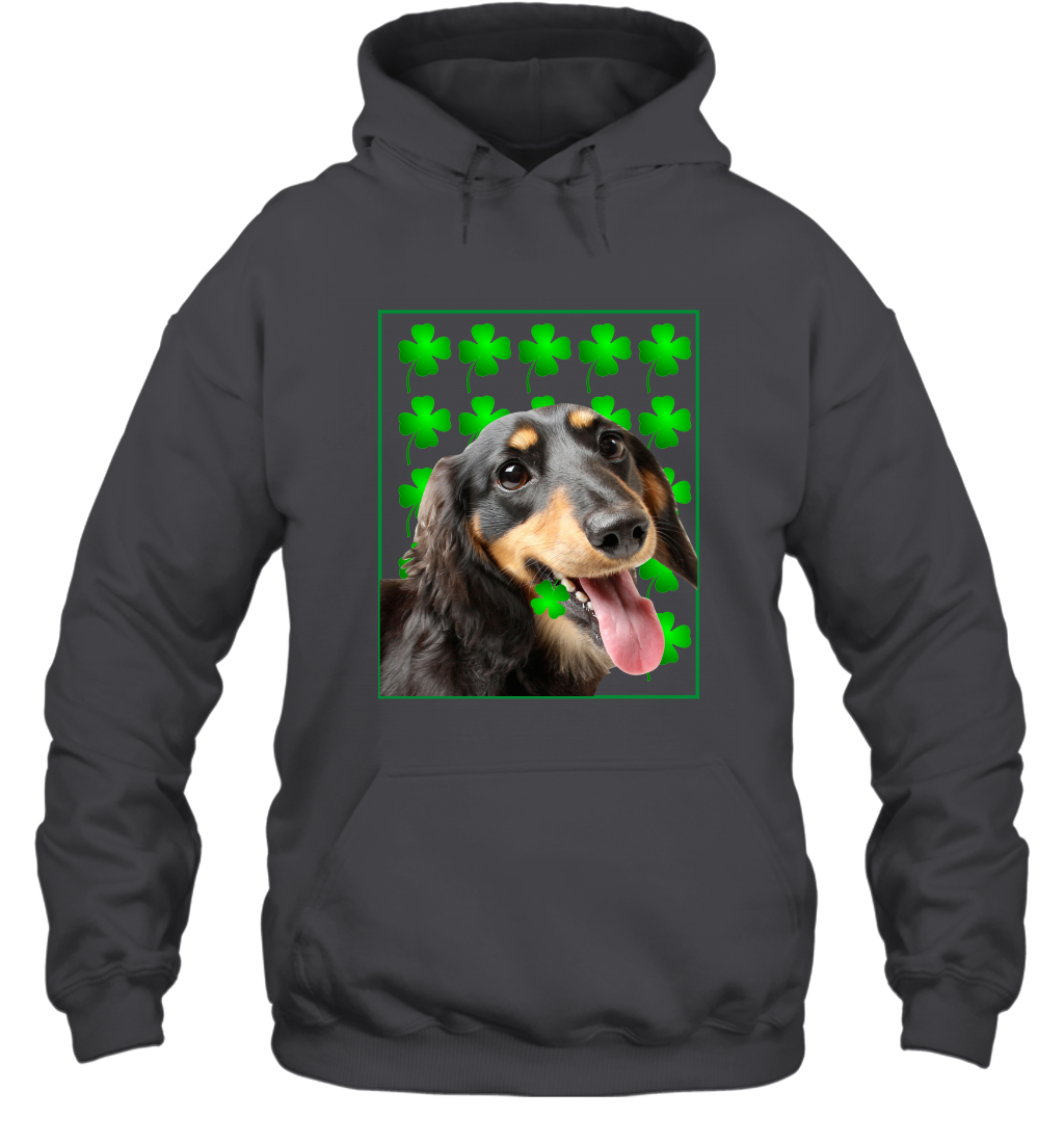 Dachshund With Shamrocks Shirt Hoodie Dark Heather
