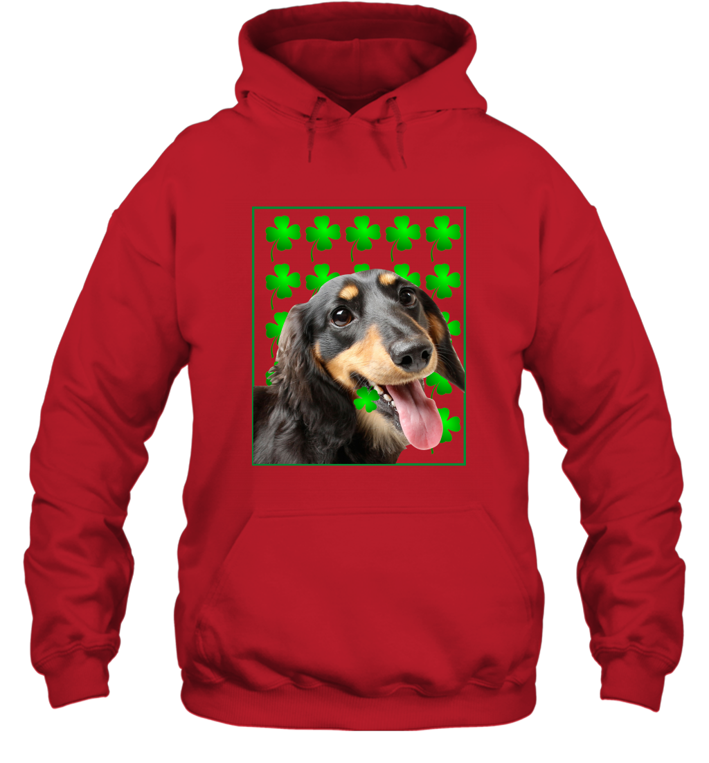 Dachshund With Shamrocks Shirt Hoodie Red