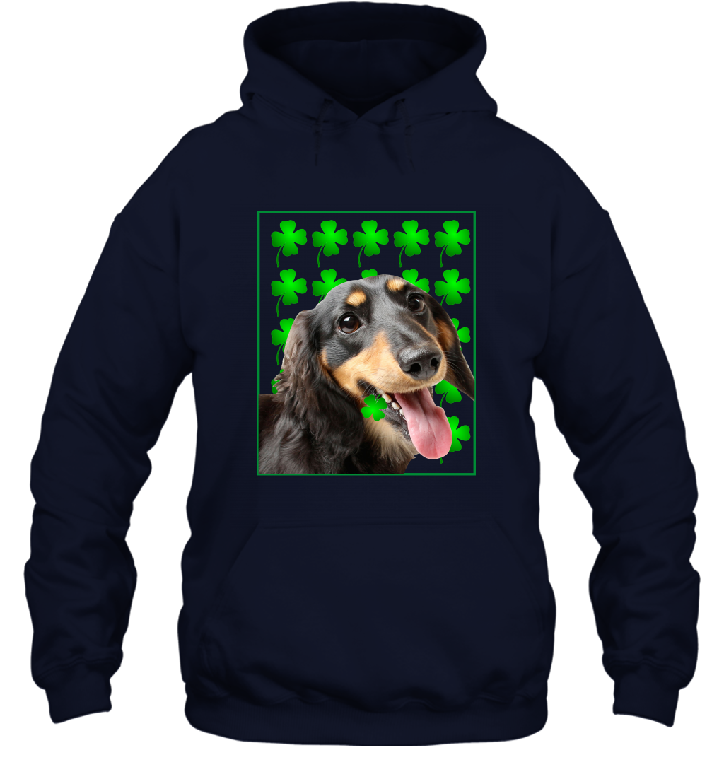 Dachshund With Shamrocks Shirt Hoodie Navy
