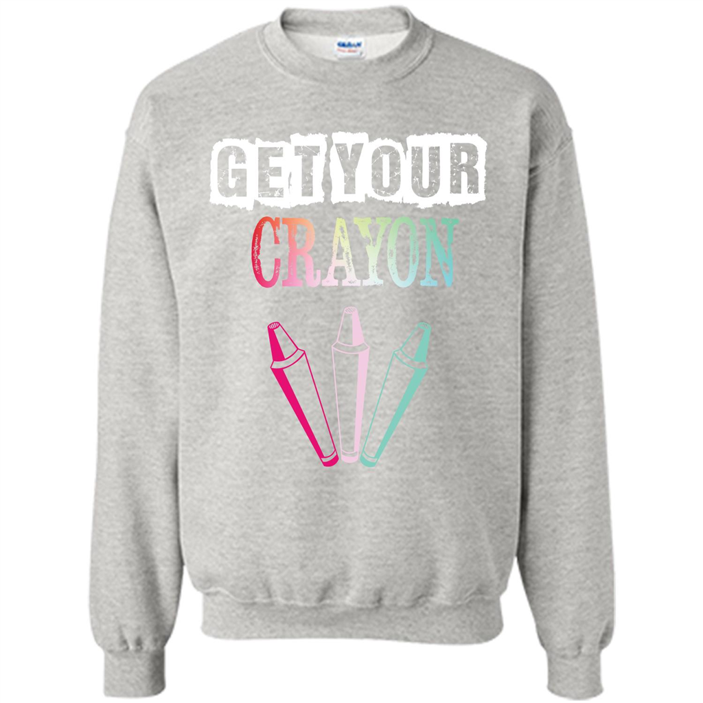 Teacher Lover T-shirt Get Your Crayon Ash