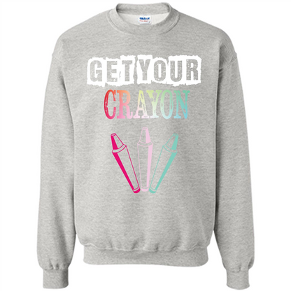 Teacher Lover T-shirt Get Your Crayon Ash