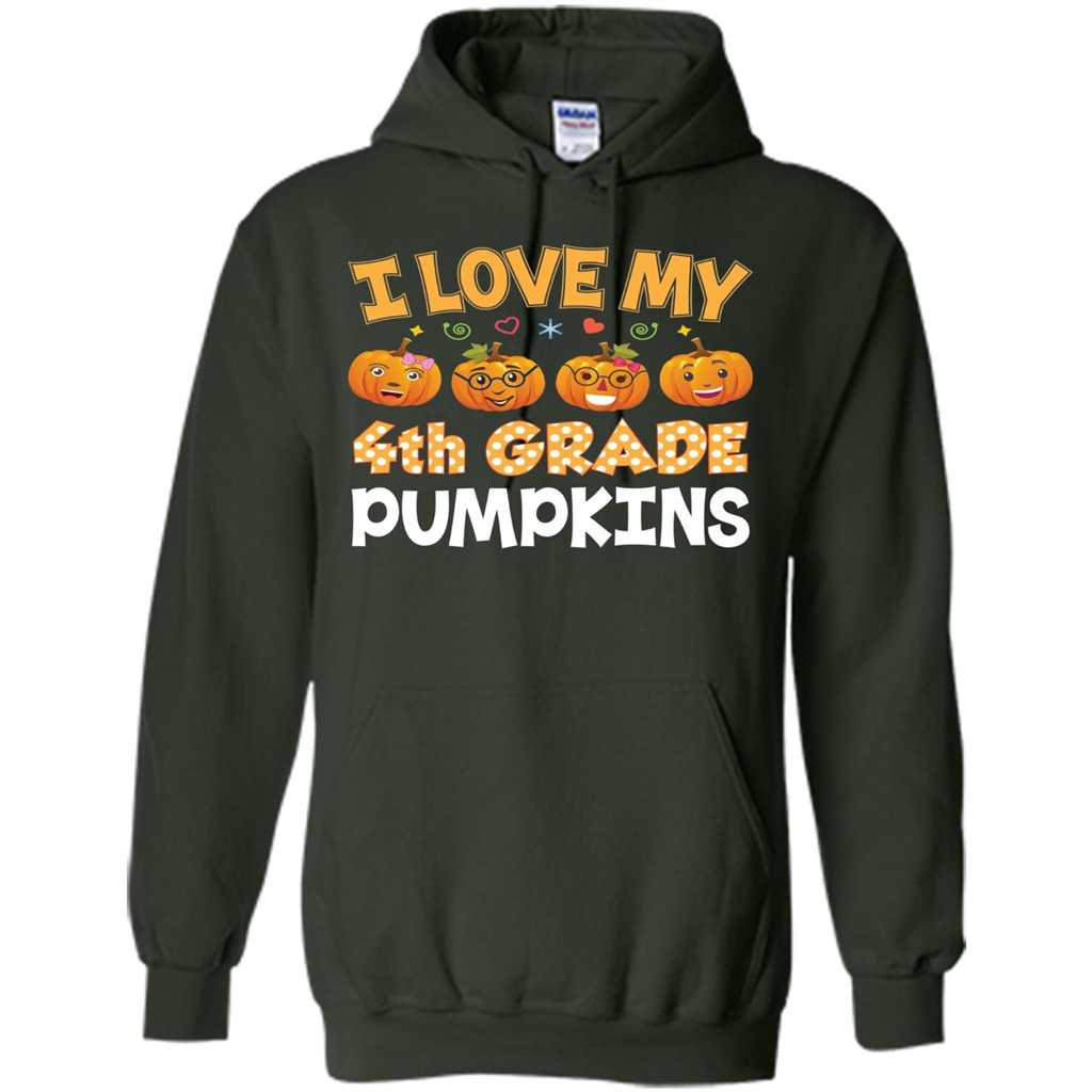 I Love my 4th Graders Pumpkins T-Shirt Fourth Grade Teacher Forest Green
