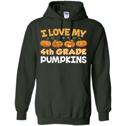 I Love my 4th Graders Pumpkins T-Shirt Fourth Grade Teacher Forest Green