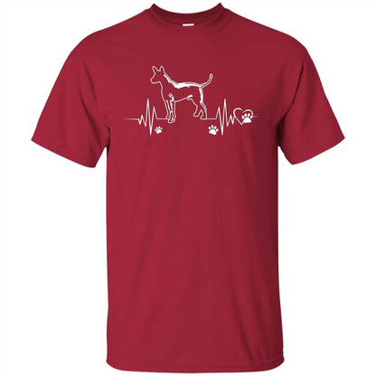 Heartbeat Mexican Hairless Dog T-shirt Heartbeat Paw Dogs Cardinal
