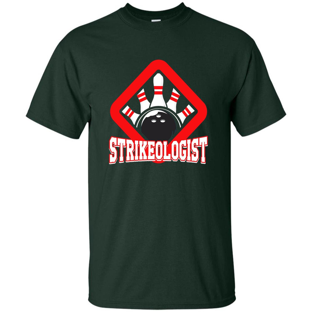 Strikeologist Bowling T-shirt For Bowling Lover Forest Green