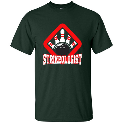 Strikeologist Bowling T-shirt For Bowling Lover Forest Green
