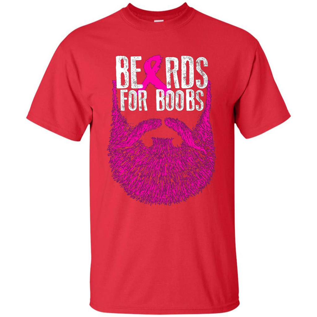 Beards For Boobs T-shirt Cancer Awareness T-shirt Red