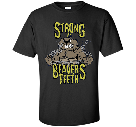 Gym T-shirt Strong As Beaver's Teeth T-shirt Black