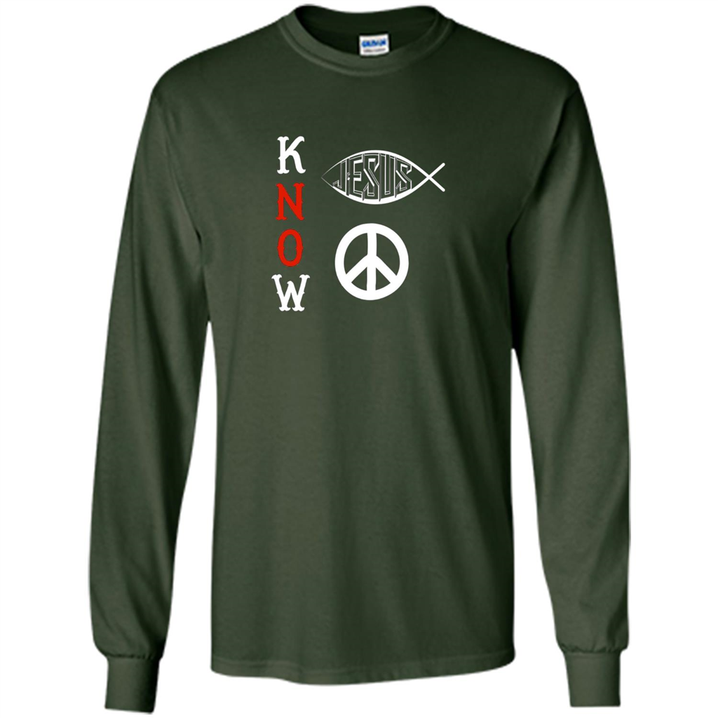 Christian T-shirt Know Jesus Know Peace Forest Green