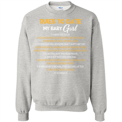 Fathers Day T-shirt Rules To Date My Baby Girl Ash