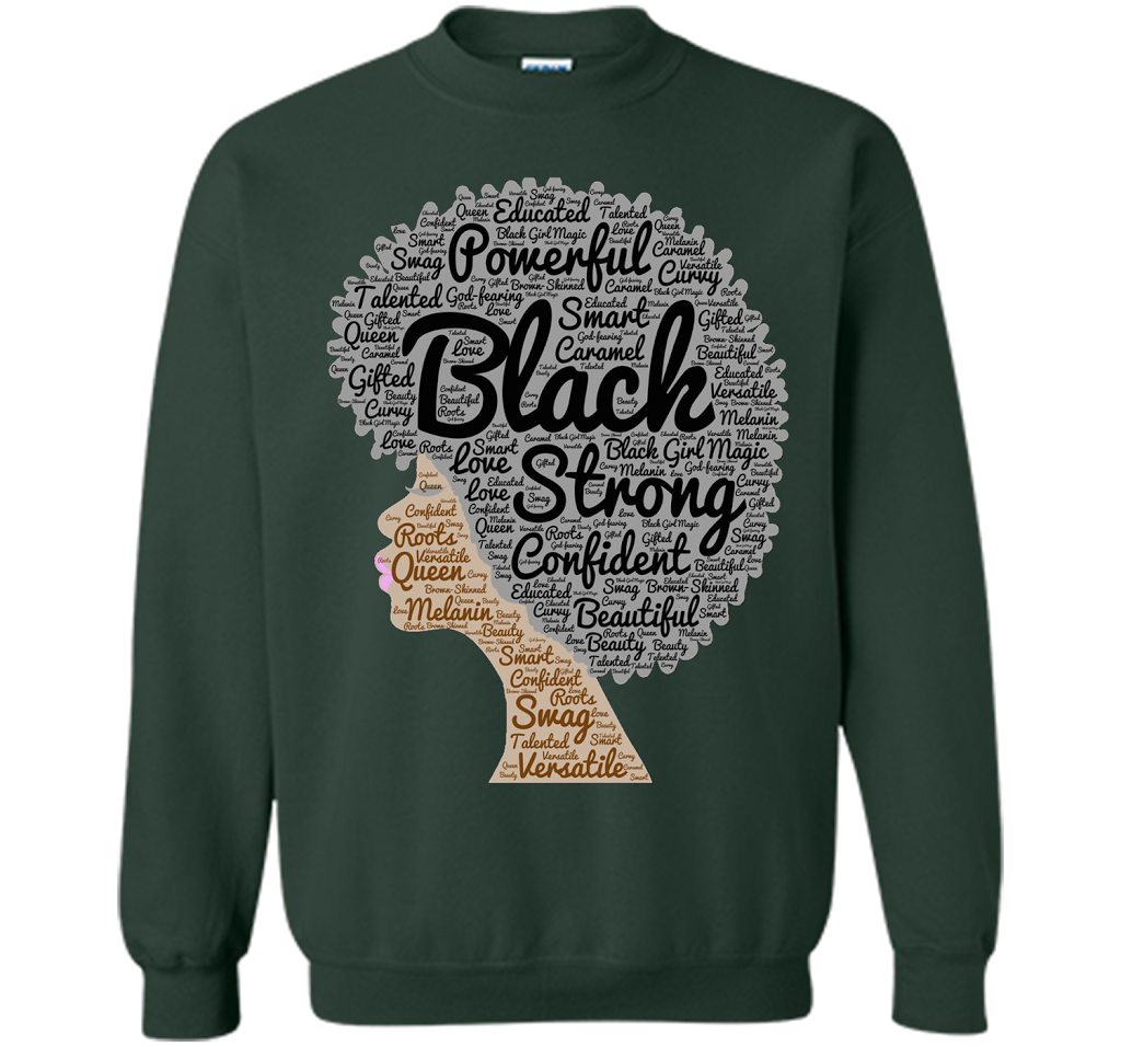 Afro Word Art Natural Hair T-Shirt for Black Women shirt Forest Green