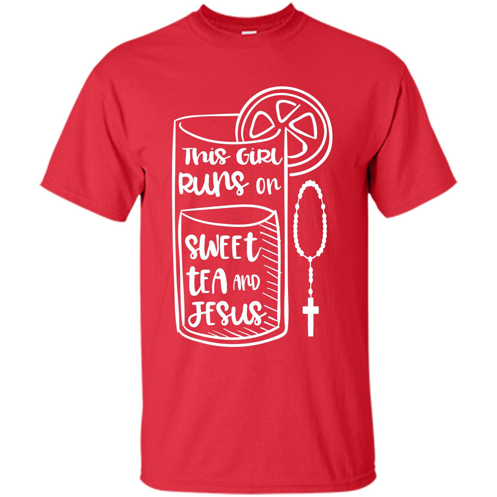 Christian T-shirt This Girl Runs on Sweet Tea and Jesus T-shirt Red