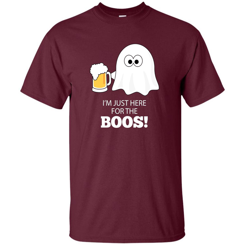Halloween Drinking T-shirt I'm Just Here For The Boos Maroon