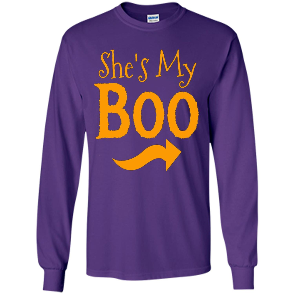 She's My Boo - Halloween Couples T-shirts For Him and Her Purple