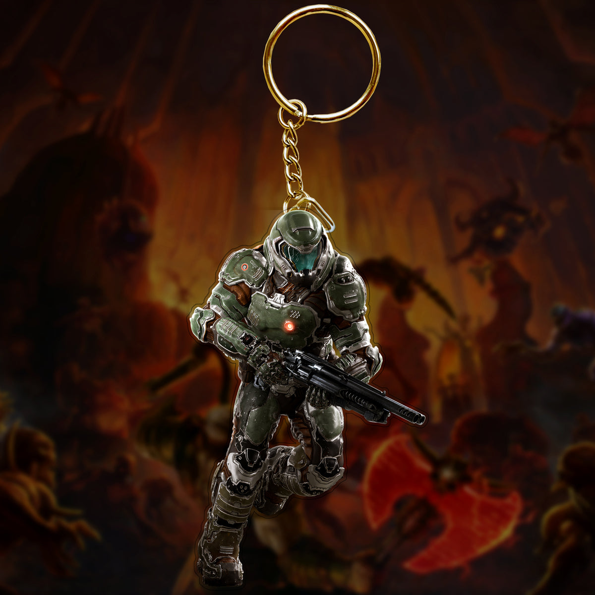 Doom Keychain Video Game Keychains Acrylic Plastic  