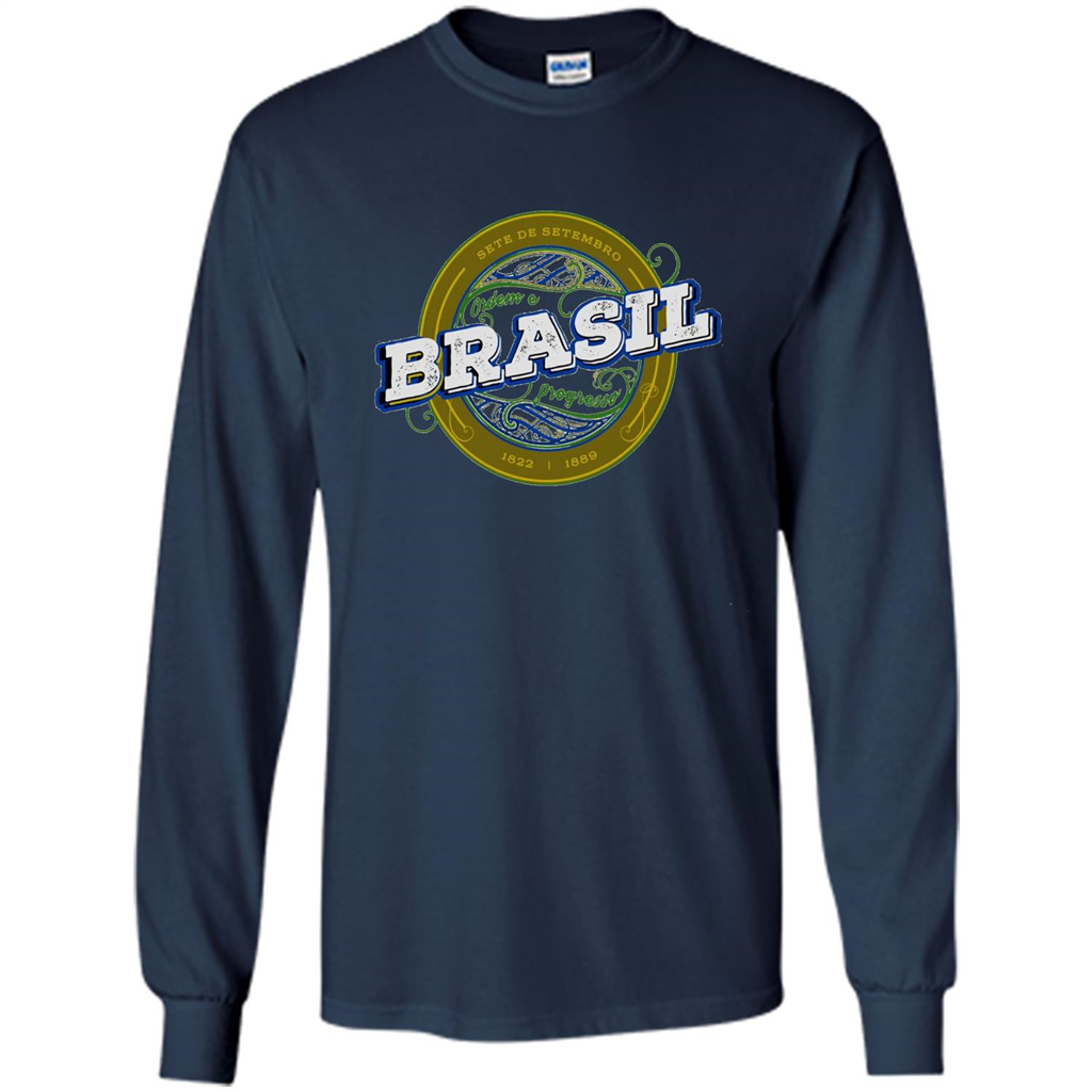 BRAZIL Brasil Independence Day Badge T-shirt Navy
