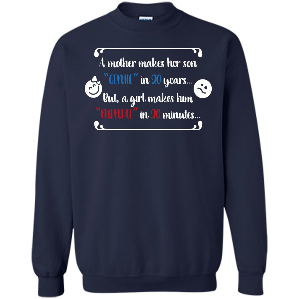 Funny T-shirt A Girl Makes Him Mental In 20 Minuutes Navy