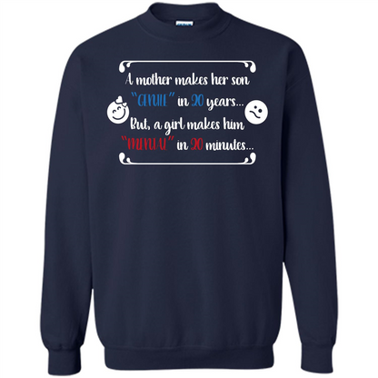 Funny T-shirt A Girl Makes Him Mental In 20 Minuutes Navy