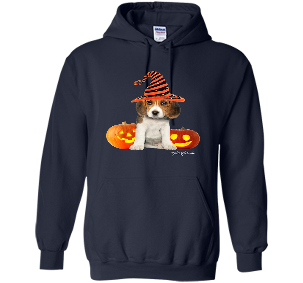 Cute Halloween Beagle Puppy Pumpkins T-shirt Navy