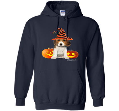 Cute Halloween Beagle Puppy Pumpkins T-shirt Navy