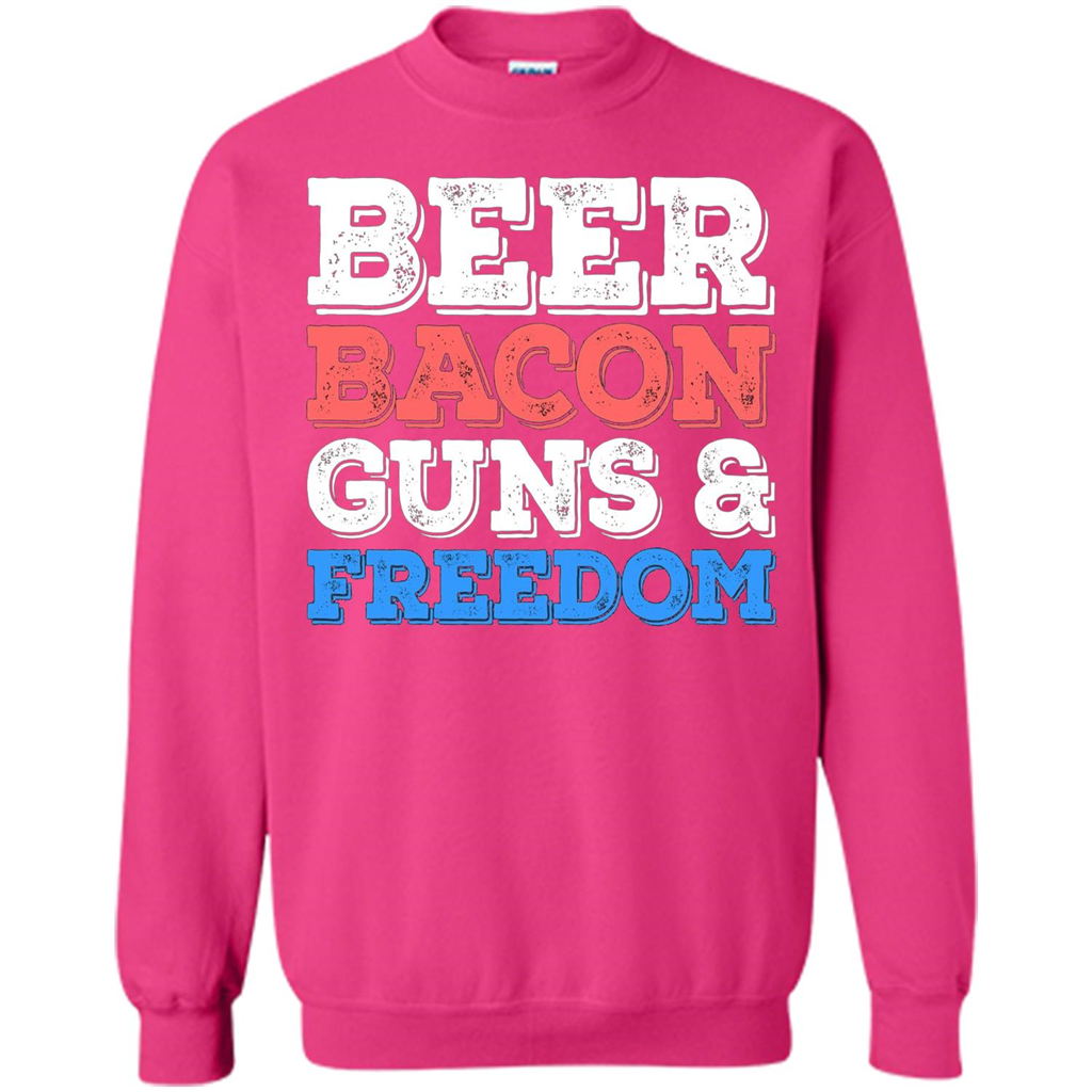 Beer Bacon Guns And Freedom T-Shirt Fourth of July Gift Heliconia