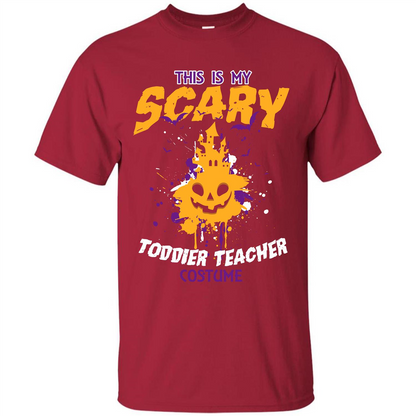 Halloween T-shirt This Is My Scary Toddier Teacher Costume T-shirt Cardinal