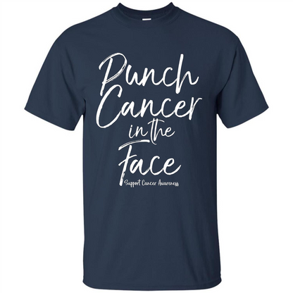 Punch Cancer in the Face Support Cancer Awareness T-shirt Navy