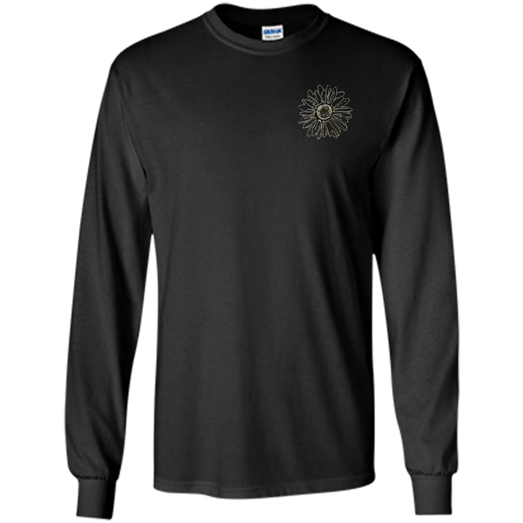 Daisy Flower Sketch Art T-shirt Black