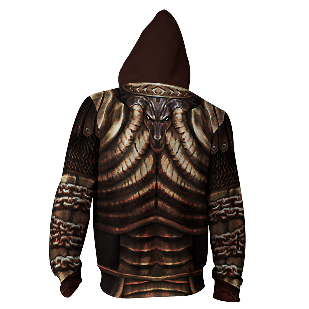 God Of War 2 Kratos Armor Cosplay Zip Up Hoodie Jacket