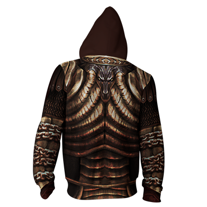 God Of War 2 Kratos Armor Cosplay Zip Up Hoodie Jacket