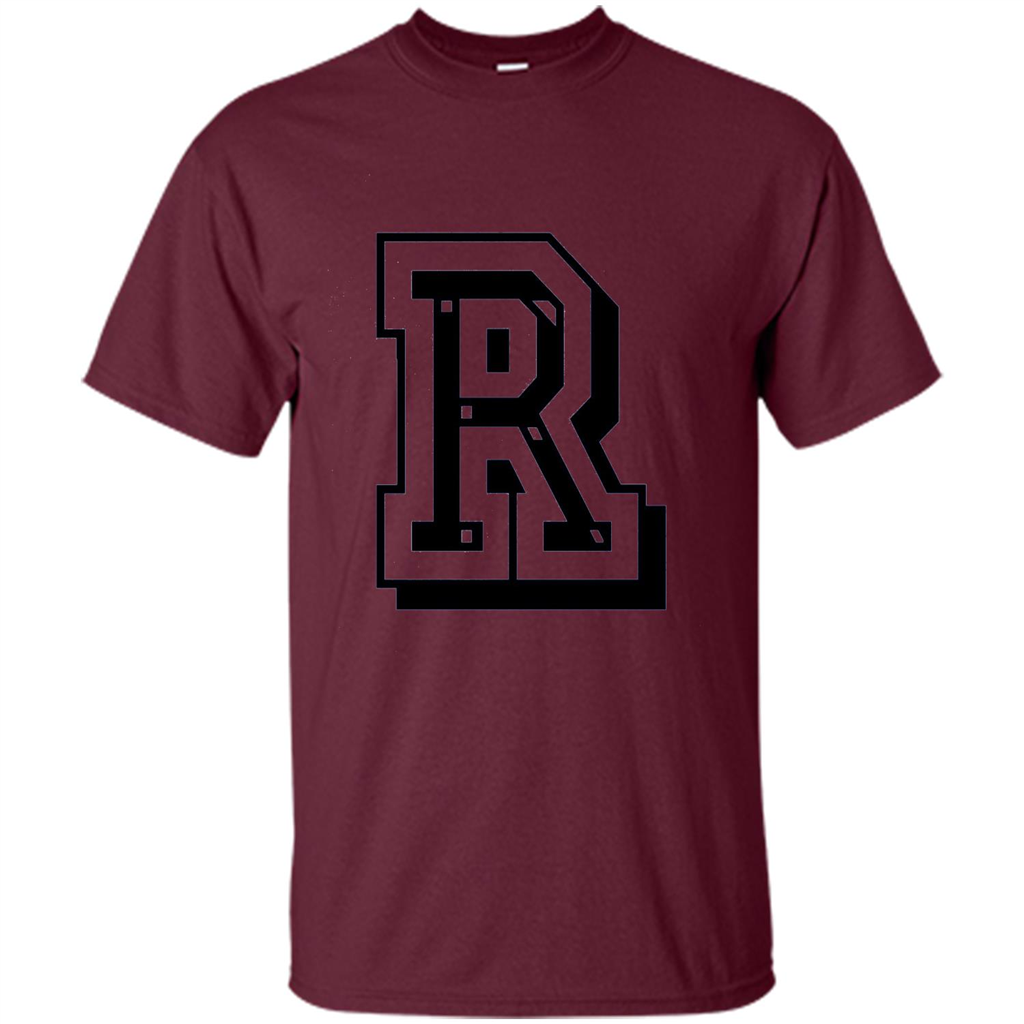 Letter R Initial T-Shirt for Names or Spelling Words Maroon