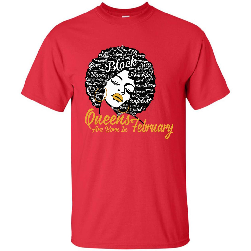 Queen Are Born In February T-shirt Red