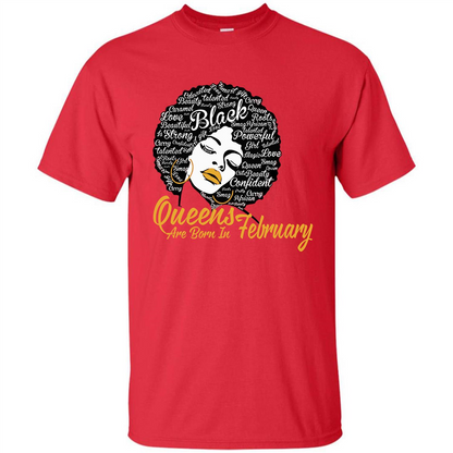 Queen Are Born In February T-shirt Red