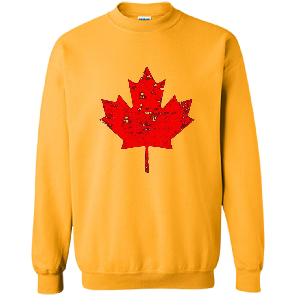Canada Day T-Shirt. Canada Maple Flag Distressed T-shirt Gold