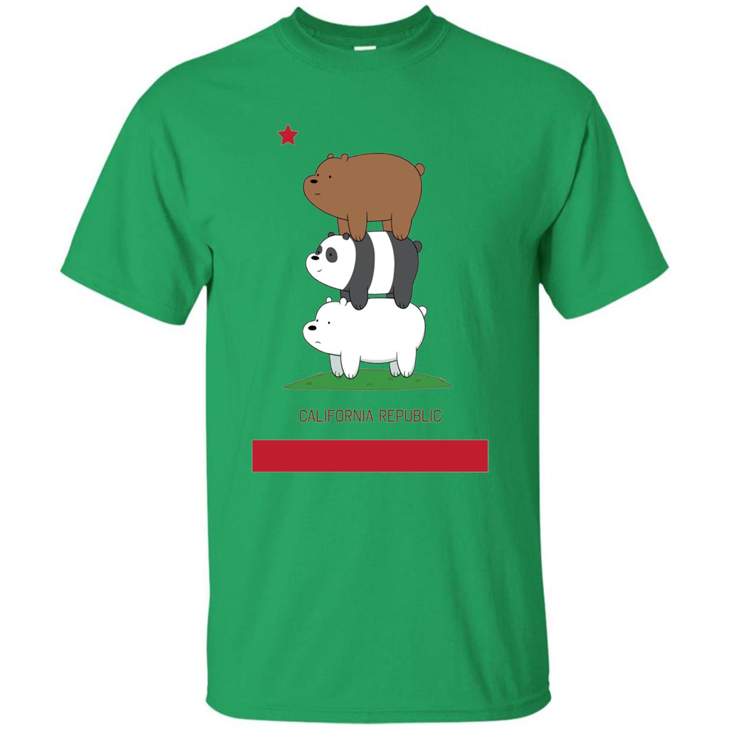 CN We Bare Bears California Flag Stack T-shirt Irish Green
