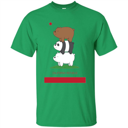 CN We Bare Bears California Flag Stack T-shirt Irish Green