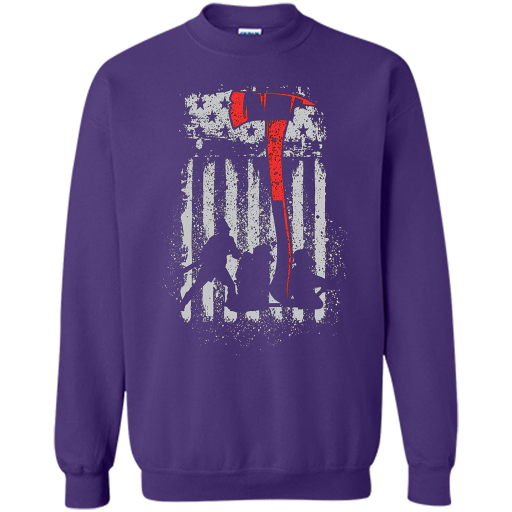 Firefighter With US Flag T-shirt Purple