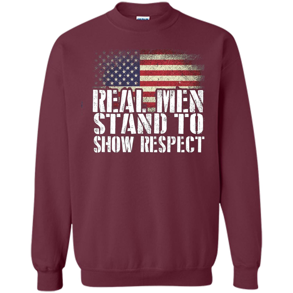 Military T-shirt Real Men Stand To Show Respect Maroon