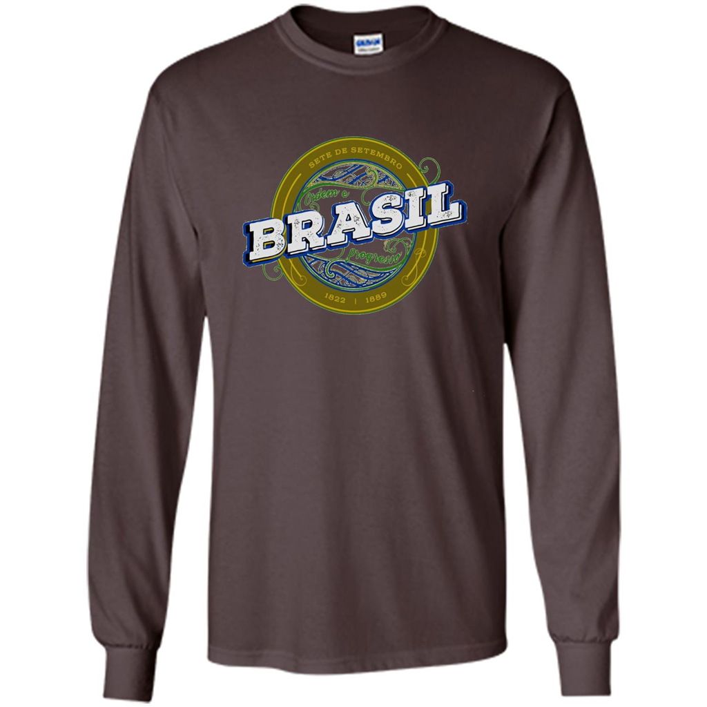 BRAZIL Brasil Independence Day Badge T-shirt Dark Chocolate