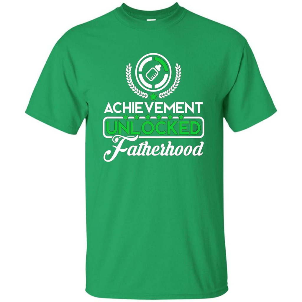 First Father's Day T-shirt Achievement Unlocked Fatherhood Irish Green