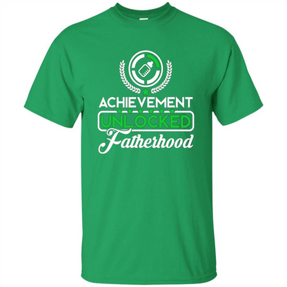 First Father's Day T-shirt Achievement Unlocked Fatherhood Irish Green