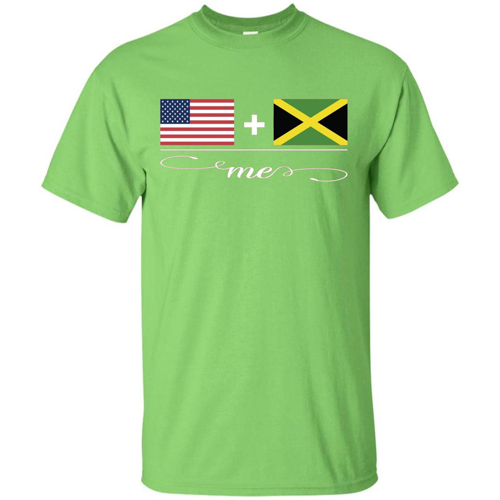 American + Jamaican = Me USA and Jamaica Flags T-shirt Lime