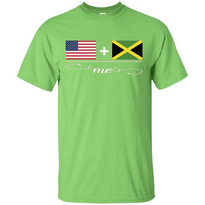 American + Jamaican = Me USA and Jamaica Flags T-shirt Lime
