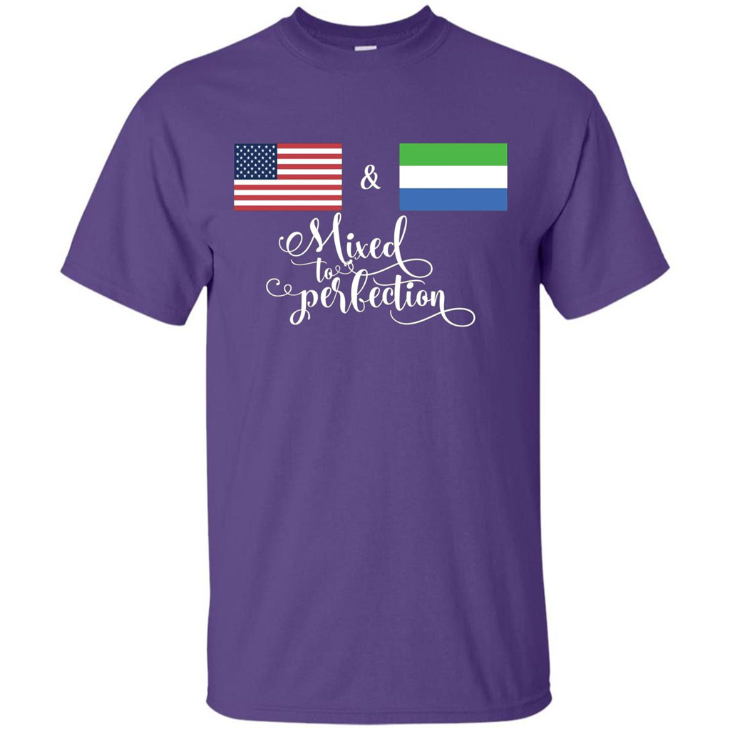 American + Sierra Leone Mixed To Perfection Flag T-Shirt Purple