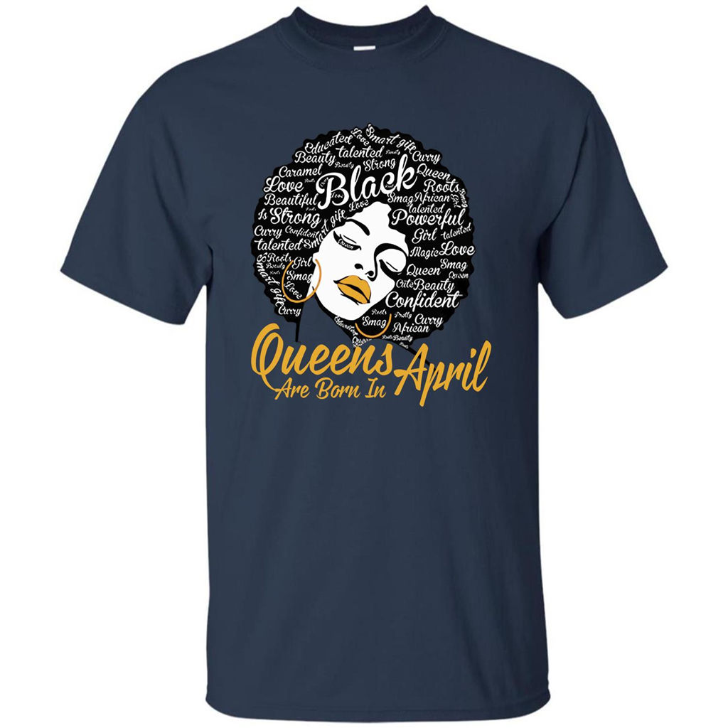 Queen Are Born In April T-shirt Navy