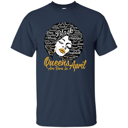 Queen Are Born In April T-shirt Navy