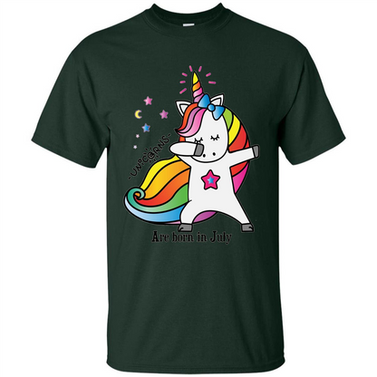 Unicorn Birthday T-shirt Unicorns Are Born In July Forest Green
