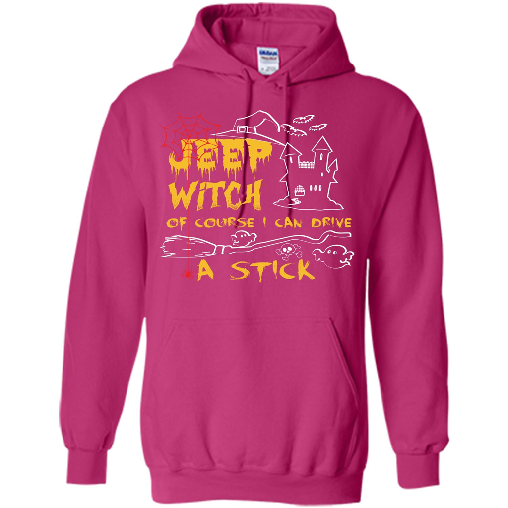 Halloween T-shirt Jeep Witch Of Course I Can Drive A Stick T-shirt Heliconia