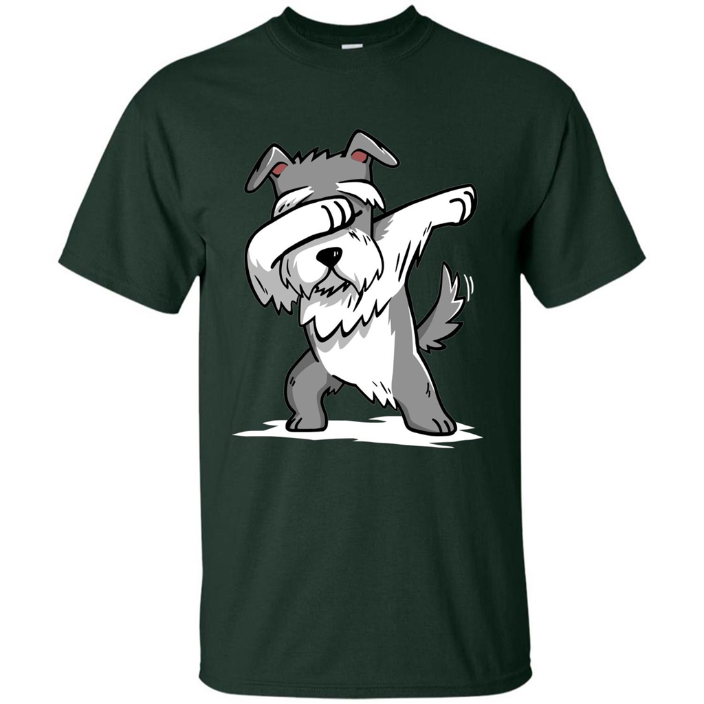 Schnauzer Cute Dabbing T-Shirt Funny Dab Dance Gift T-shirt Forest Green
